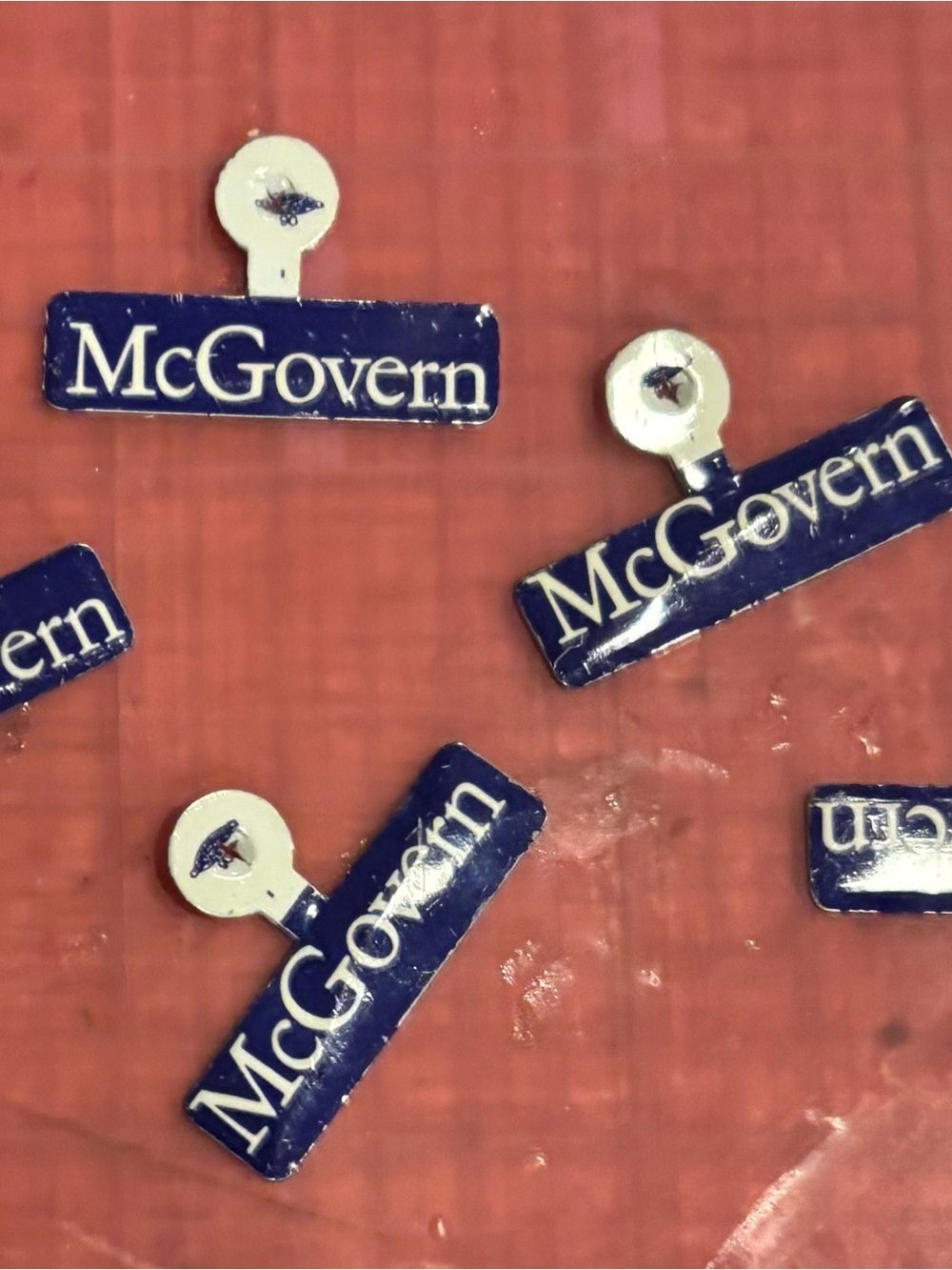 5 Vintage 1972 George McGovern President Campaign Fold Over Tab Pin Buttons.